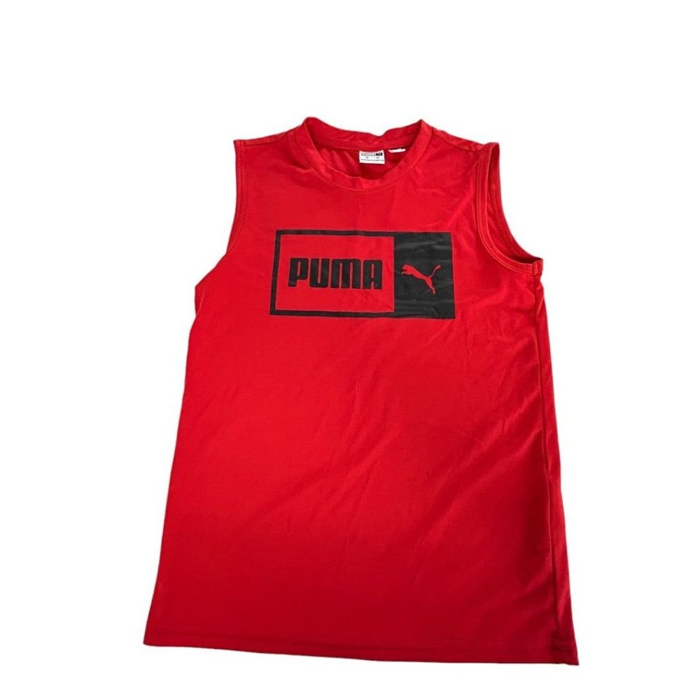 Size 7 Puma Youth Red Black Tank Top Sleeveless Activewear